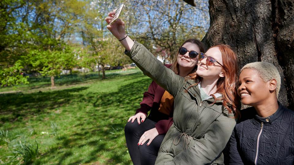 Three female students taking a selfie