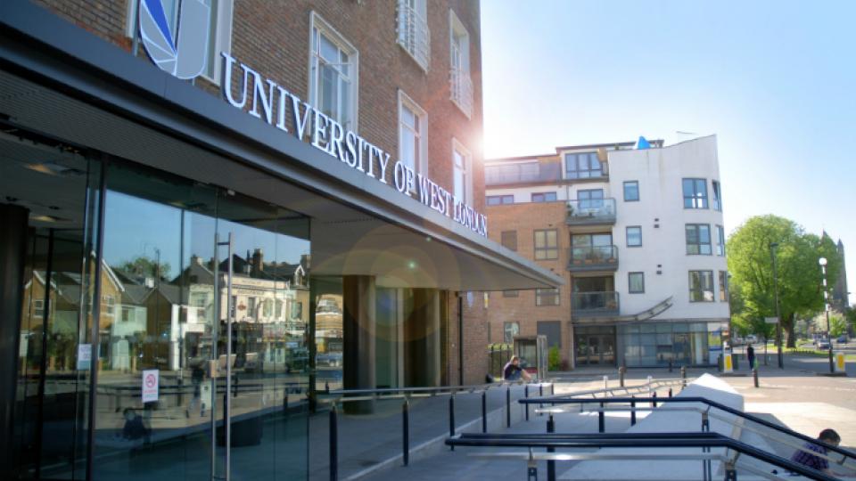 The front entrance of the University of West London's St Mary's Road site
