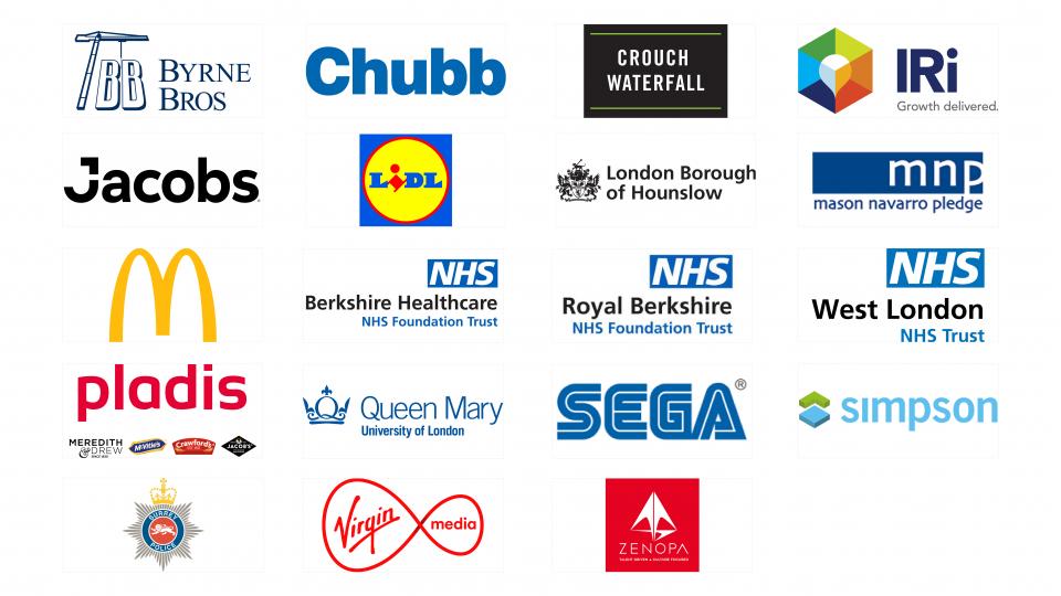 A list of companies we work with including Lidl, McDonald's and SEGA