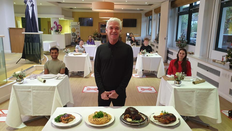 UWL Students are joined by Philip Schofield in Pillars Restaurant 