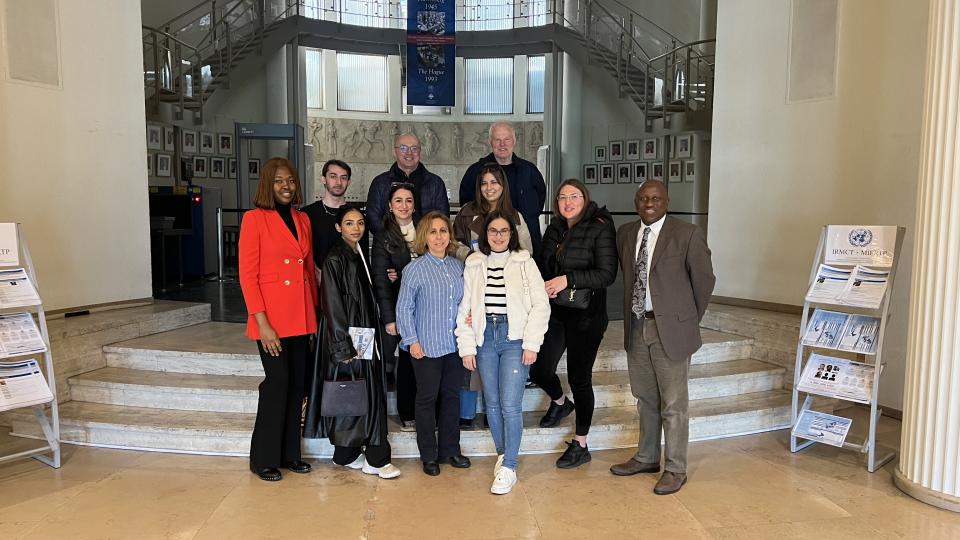 UWL law students and staff stood inside the International Court at The Hague