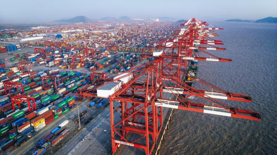 Cargo containers in port