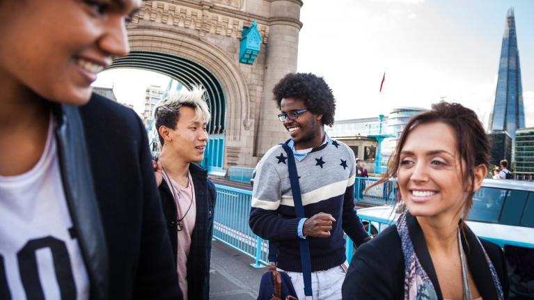 International students on Tower Bridge
