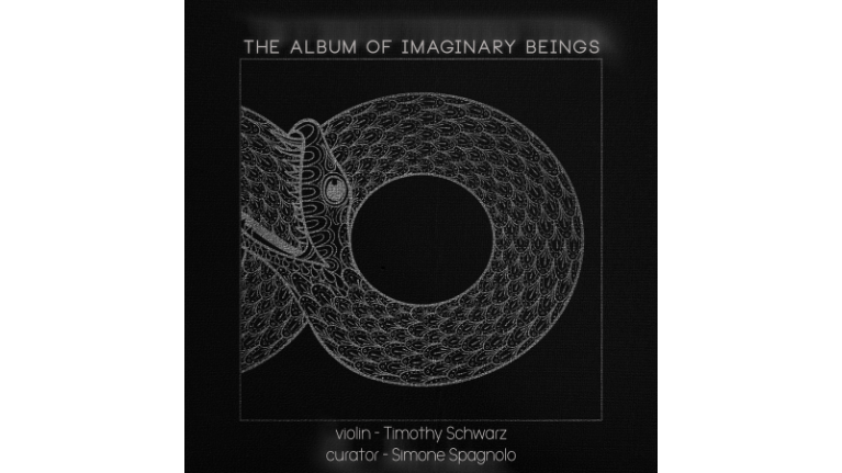Cover art of Album of Imaginary Beings: An outline of a snake on a black background