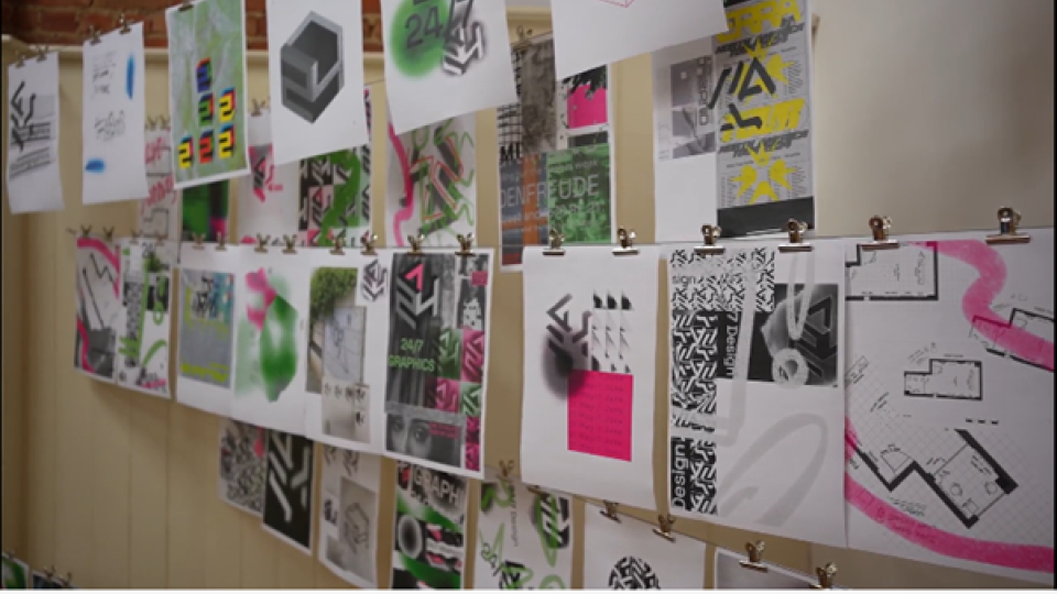 Students' work on display at the University of West London's Graphic Design showcase
