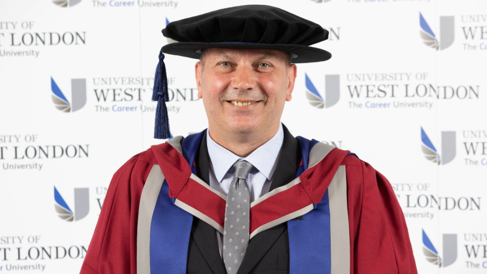 Richard Jacques receiving an honhttps://www.uwl.ac.uk/sites/uwl/files/styles/thumbnail/public/2024-08/Carousel%20images_0.png?itok=qr1r8FWlourary degree at the University of West London's 2024 Graduation ceremony