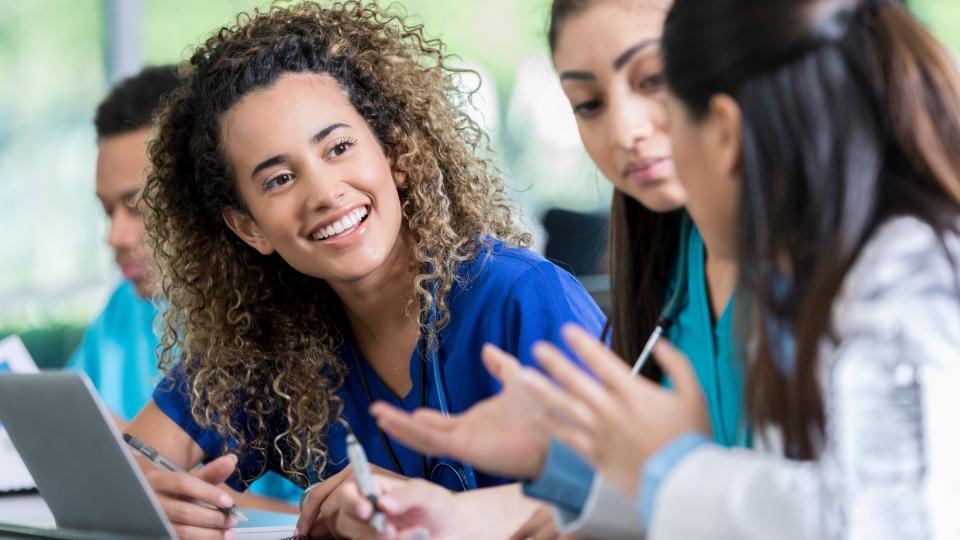 A group of students in discussion