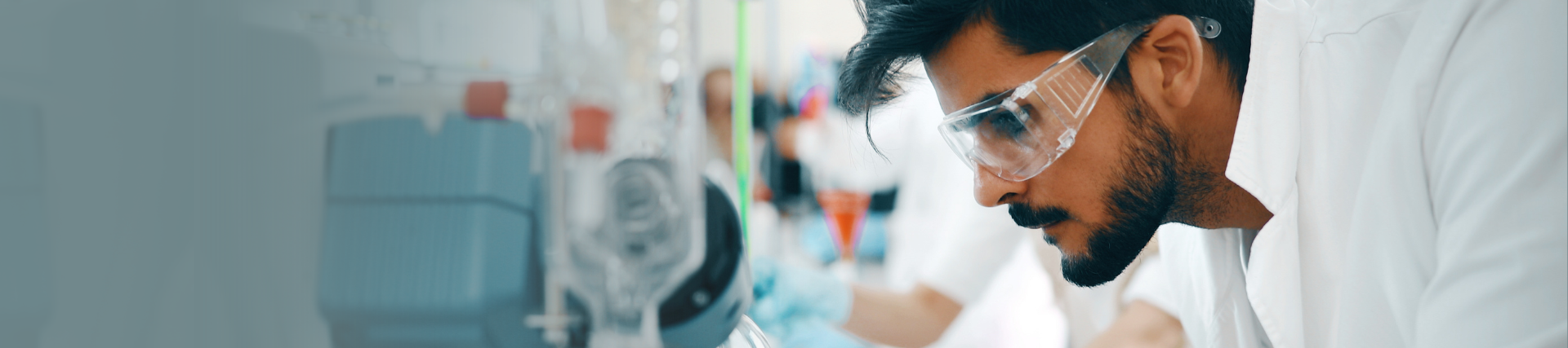 student in goggles in the lab