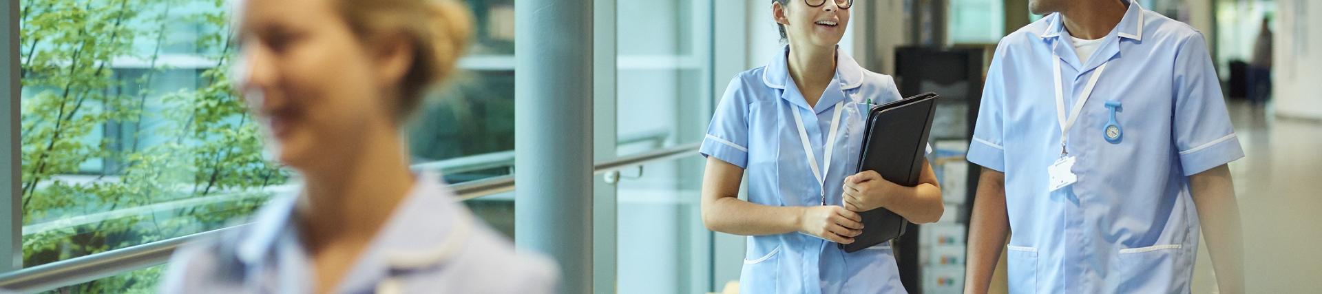 Group of student nurses walking