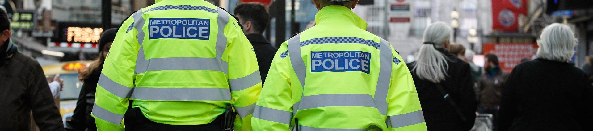 Police officers patrolling the street