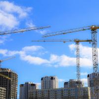 Cranes above a city