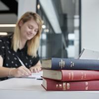 A law student studies in the Paul Hamlyn Library