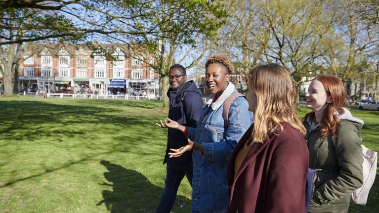 Group of students walking together